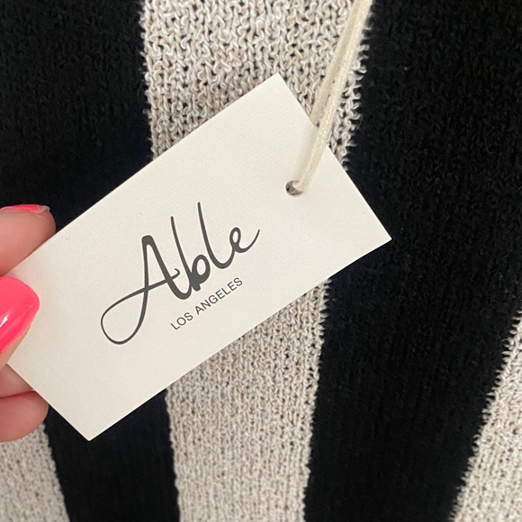 Able Black and Cream Striped Maxi Dress - Picture 2 of 8